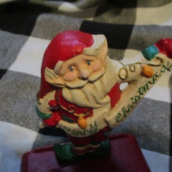 Vintage Midwest Santa Elf Stocking Holder Hanger Solid Cast Iron Merry Christmas - Picture 7 of 7